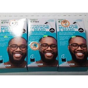 3 Pack Family Flex Mustache & Beard Brush-In Color Gel Jet Black 5 Min Fix